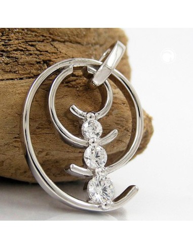 Hängsmycke 29x11mm Spiral 3x Zirconia Shiny Rhodium Plated Silver 925