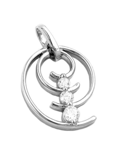 Hängsmycke 29x11mm Spiral 3x Zirconia Shiny Rhodium Plated Silver 925