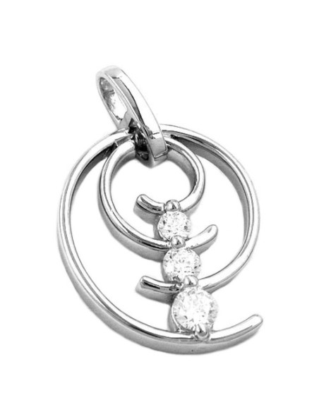 Hängsmycke 29x11mm Spiral 3x Zirconia Shiny Rhodium Plated Silver 925