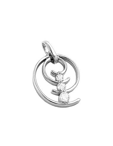 Hängsmycke 29x11mm Spiral 3x Zirconia Shiny Rhodium Plated Silver 925