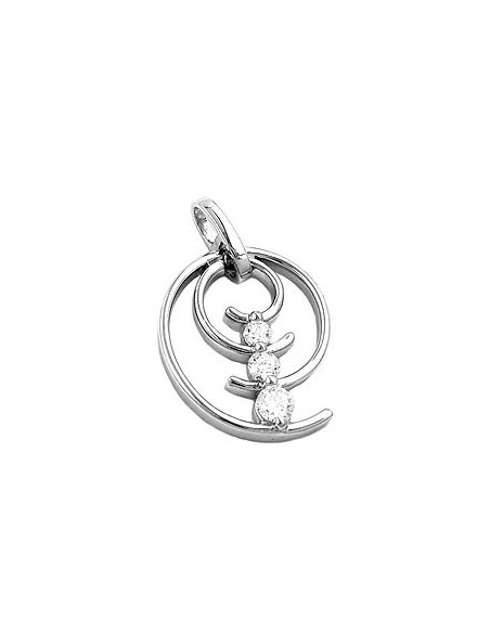Hängsmycke 29x11mm Spiral 3x Zirconia Shiny Rhodium Plated Silver 925