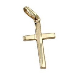 pendant 22x13mm cross matte shiny 9k gold