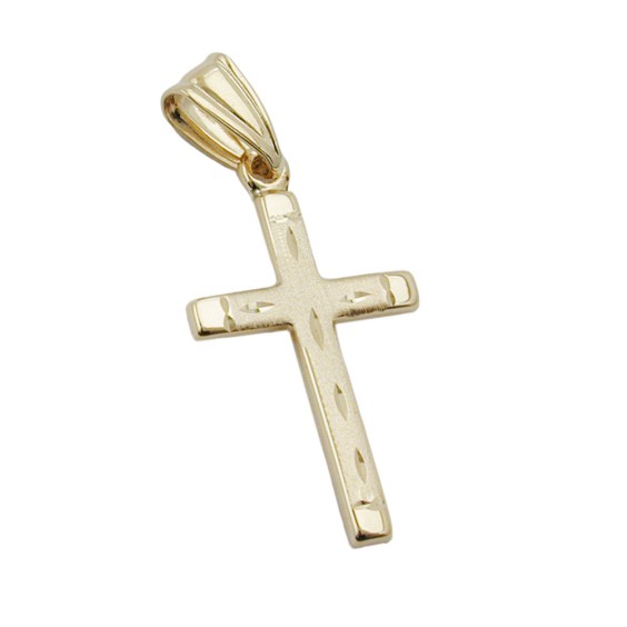 pendant cross diamond cut 9k gold