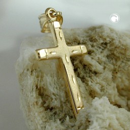 pendant cross diamond cut 9k gold