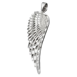 Hängsmycke 37x12mm Wing Diamond Cut Rhodium Plated Silver 925