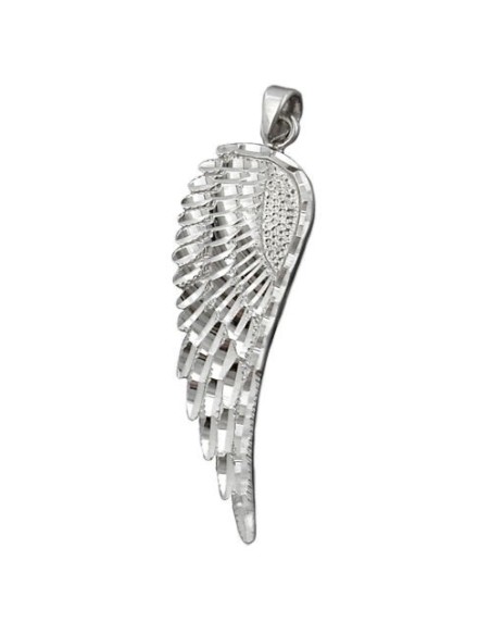 Hängsmycke 37x12mm Wing Diamond Cut Rhodium Plated Silver 925