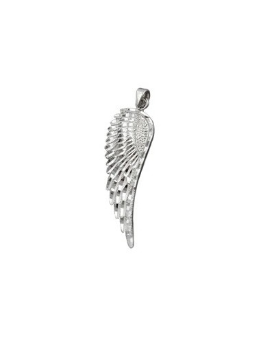 Hängsmycke 37x12mm Wing Diamond Cut Rhodium Plated Silver 925