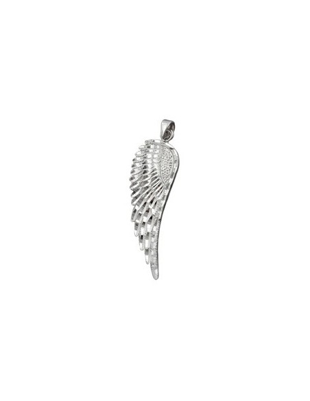 Hängsmycke 37x12mm Wing Diamond Cut Rhodium Plated Silver 925