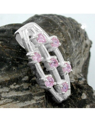 Hängsmycke 7 Zirconia Crystals Pink Silver 925
