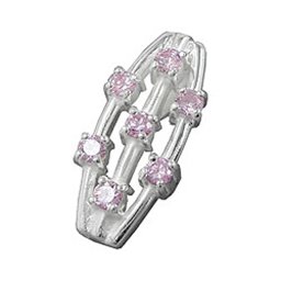 Hängsmycke 7 Zirconia Crystals Pink Silver 925