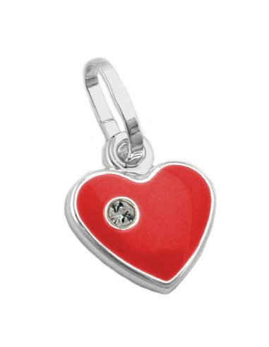 Hängsmycke 9mm Heart Red Lacquered With Glass Stone Silver 925