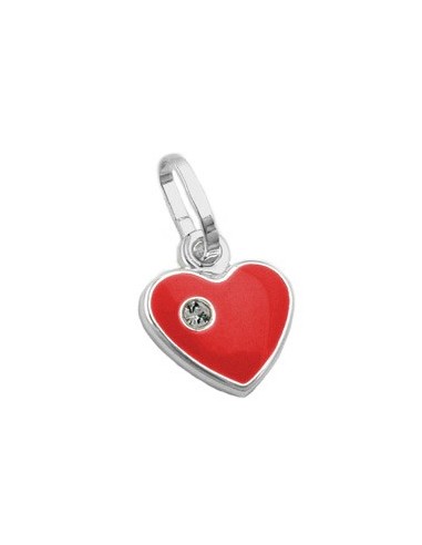 Hängsmycke 9mm Heart Red Lacquered With Glass Stone Silver 925