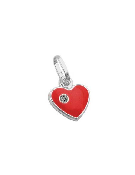 Hängsmycke 9mm Heart Red Lacquered With Glass Stone Silver 925