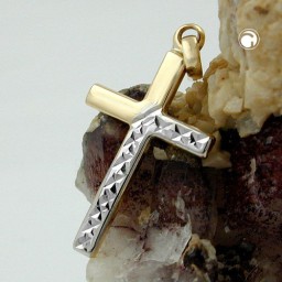 pendant cross bi-coloured 9k gold