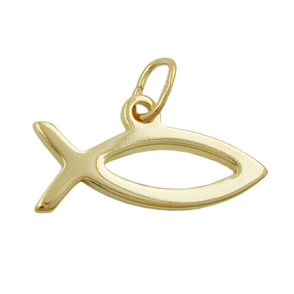 pendant jesus fish christian symbol 8k gold