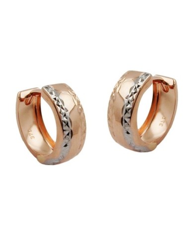hoop earrings diamond cut bi-colour 9k red gold