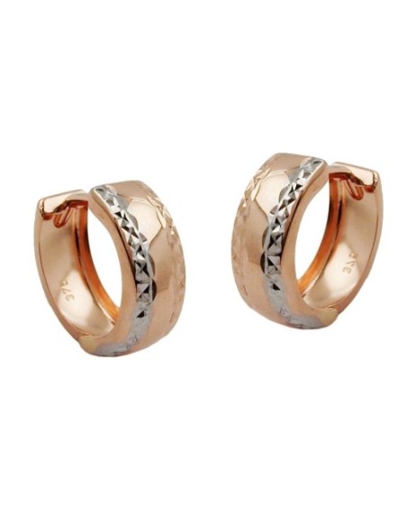 hoop earrings diamond cut bi-colour 9k red gold