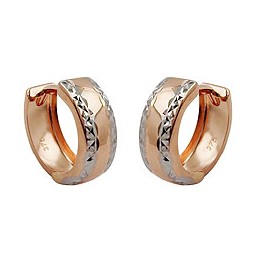 hoop earrings diamond cut bi-colour 9k red gold