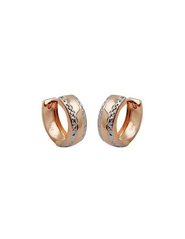 hoop earrings diamond cut bi-colour 9k red gold