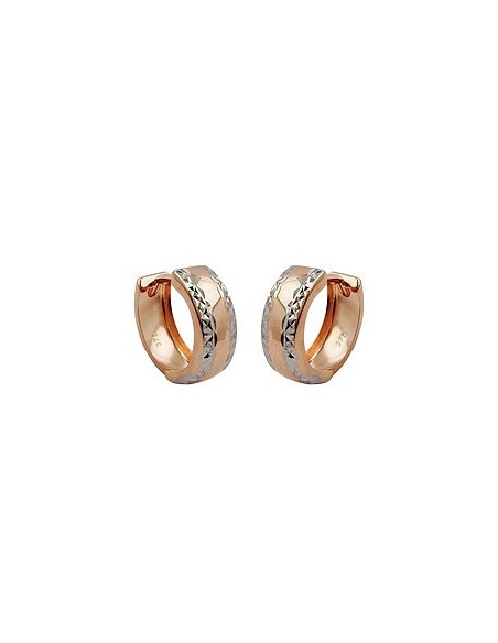 hoop earrings diamond cut bi-colour 9k red gold