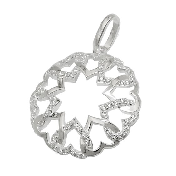 Hängsmycke Circle Heart Zirconia Silver 925