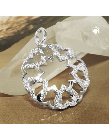 Hängsmycke Circle Heart Zirconia Silver 925