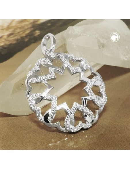 Hängsmycke Circle Heart Zirconia Silver 925