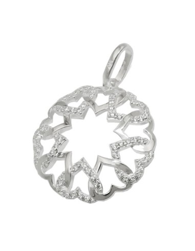Hängsmycke Circle Heart Zirconia Silver 925