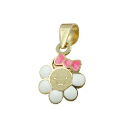 pendant flower multi-coloured 9k gold