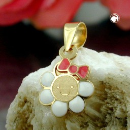 pendant flower multi-coloured 9k gold