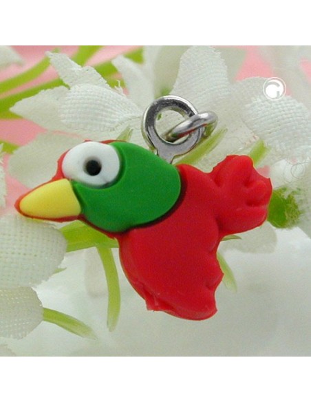 Hängsmycke Colourful Rubber Bird Silver 925
