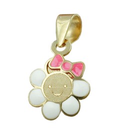 pendant flower multi-coloured 9k gold