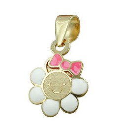 pendant flower multi-coloured 9k gold