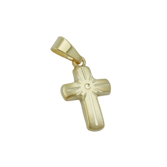 pendant cross diamond cut 9k gold