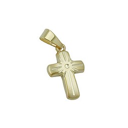 pendant cross diamond cut 9k gold