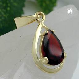 pendant drop shape dark red 9k gold