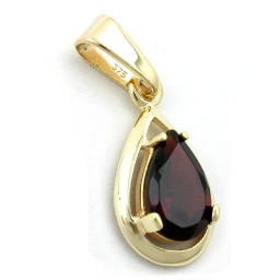 pendant drop shape dark red 9k gold