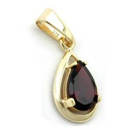 pendant drop shape dark red 9k gold