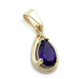 pendant drop shape purple 9k gold