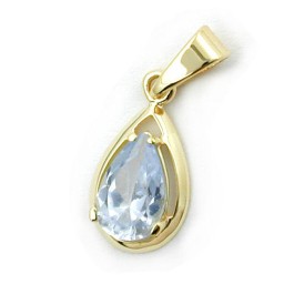 pendant drop shape light blue 9k gold