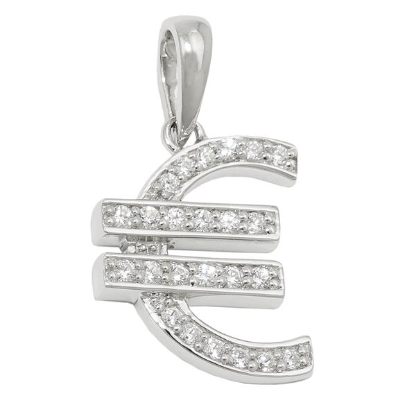 Hängsmycke Euro Symbol Zirconia Silver 925