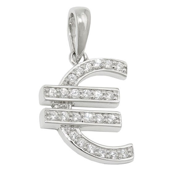 Hängsmycke Euro Symbol Zirconia Silver 925