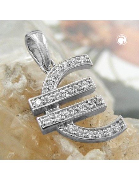 Hängsmycke Euro Symbol Zirconia Silver 925