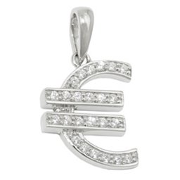 Hängsmycke Euro Symbol Zirconia Silver 925