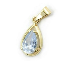 pendant drop shape light blue 9k gold