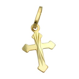 pendant cross with diamond cut 9k gold