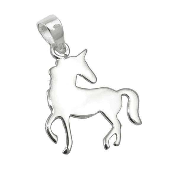 Hängsmycke Flat Unicorn Polished Silver 925