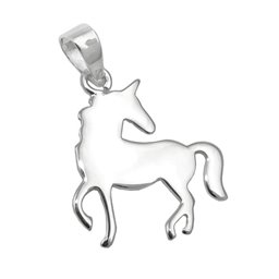 Hängsmycke Flat Unicorn Polished Silver 925