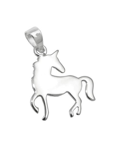 Hängsmycke Flat Unicorn Polished Silver 925