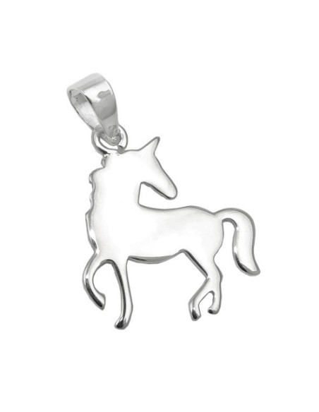 Hängsmycke Flat Unicorn Polished Silver 925